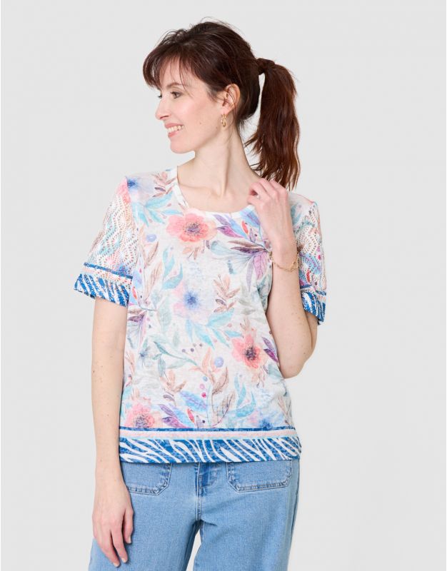 Tshirt dévoré motif blanc