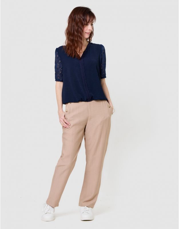 Pantalon tailleur crêpe