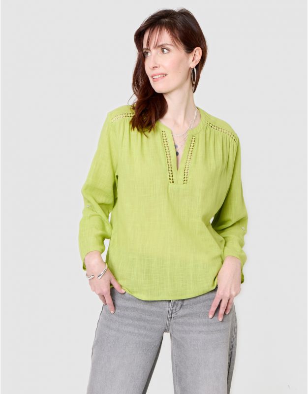 Blouse légère coton vert