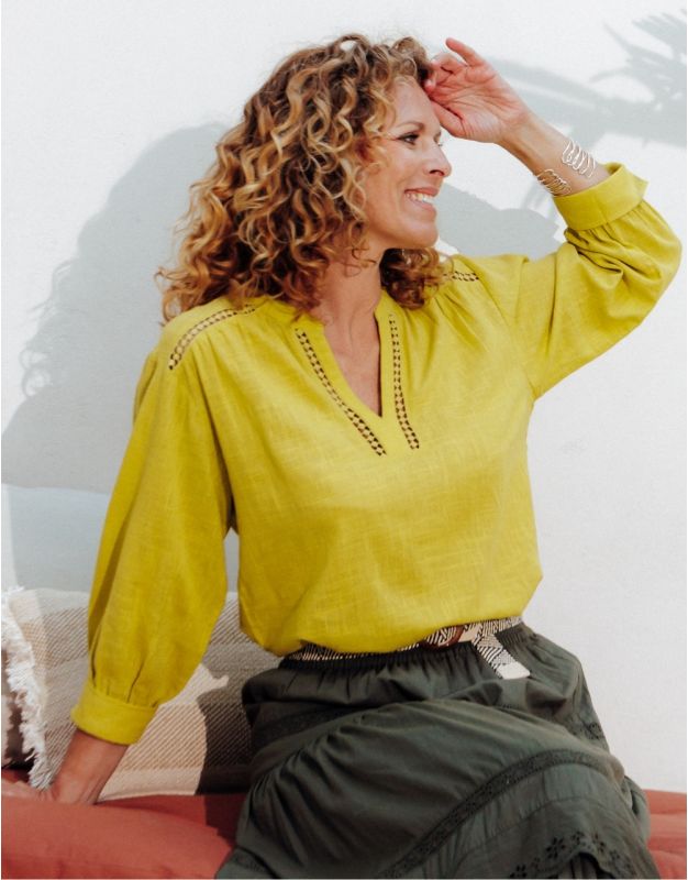 Blouse légère coton vert