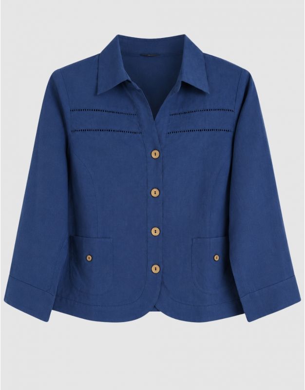 Veste lin coton bleu