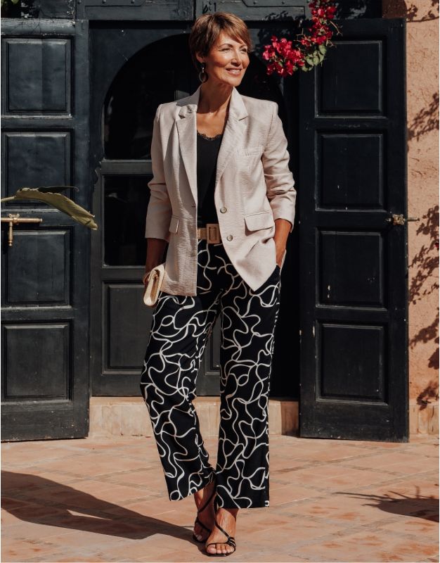 Pantalon léger motif noir