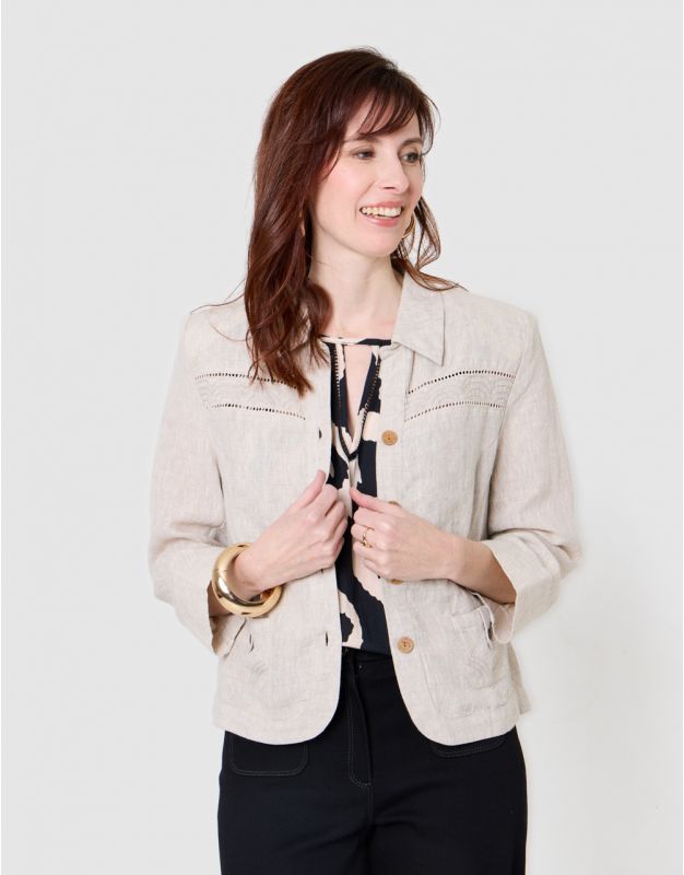 Veste légère lin beige