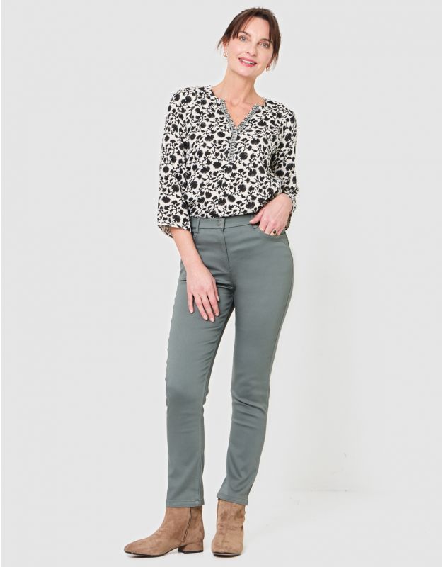 Pantalon coton 7/8 kaki