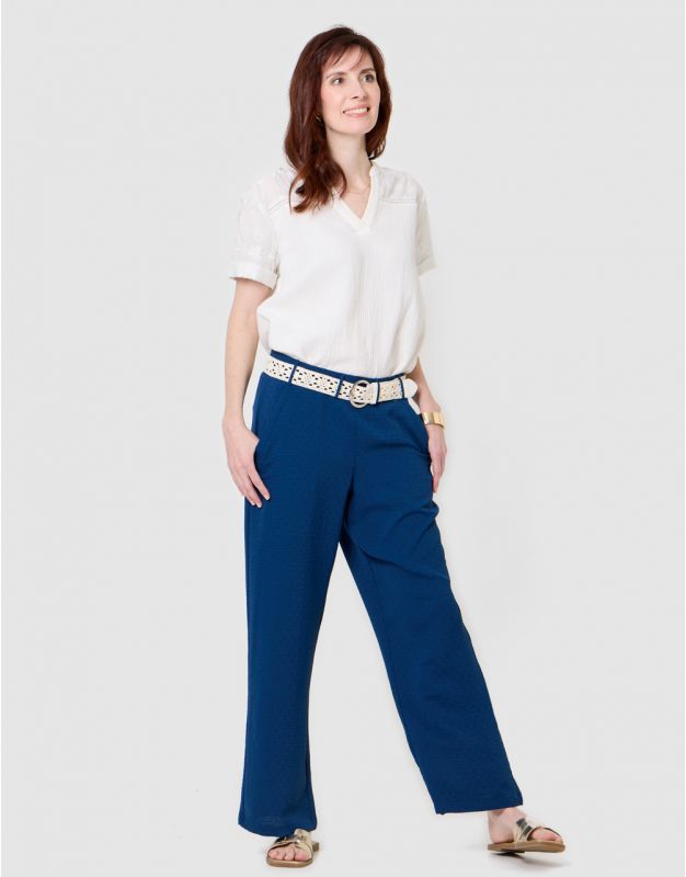 Pantalon large léger bleu