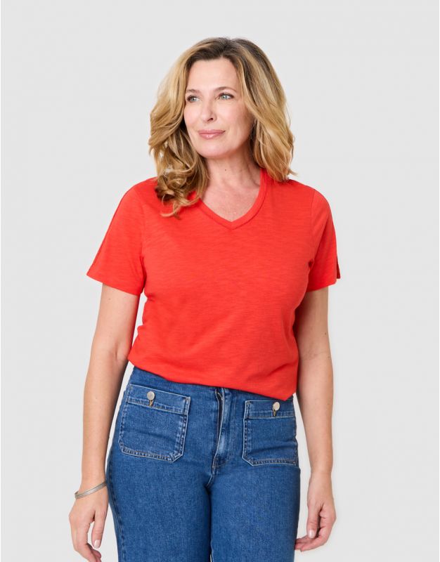 T-shirt coton modal rouge