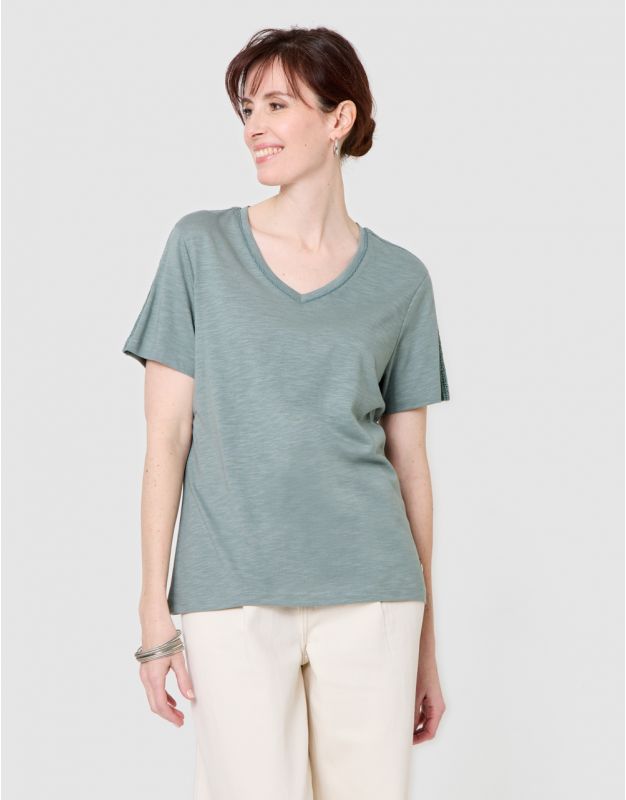 T-shirt coton modal kaki