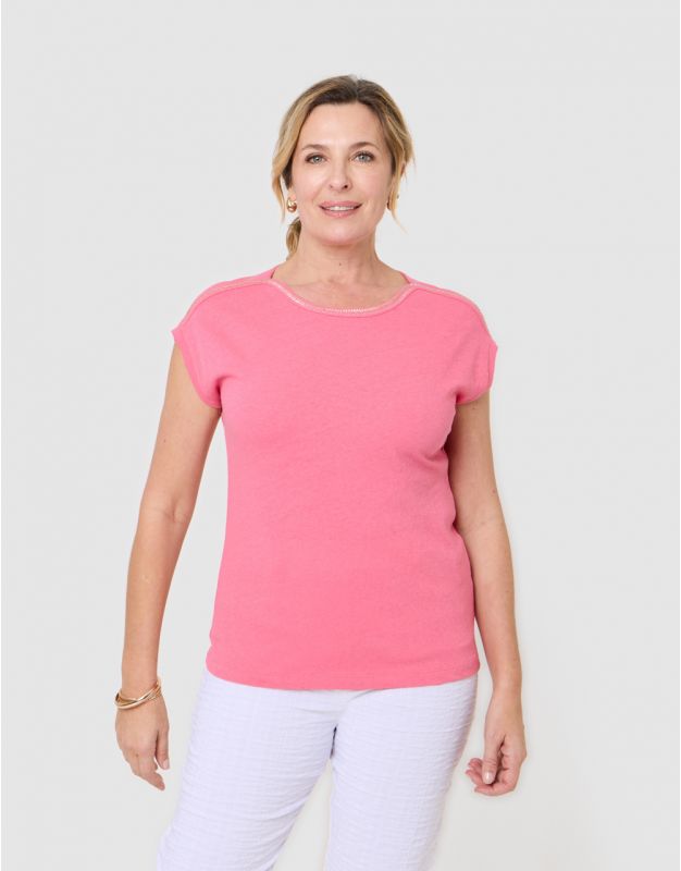 T-shirt coton lin rose
