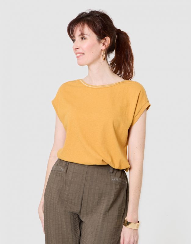 T-shirt coton lin jaune
