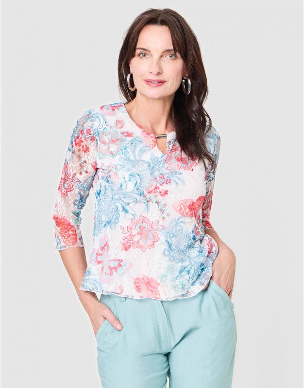 T-shirt dentelle motif