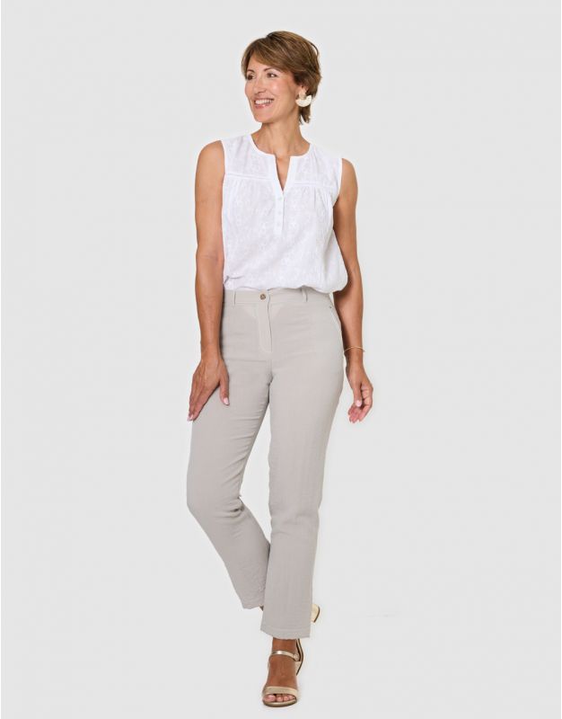 Pantalon droit 7/8è beige