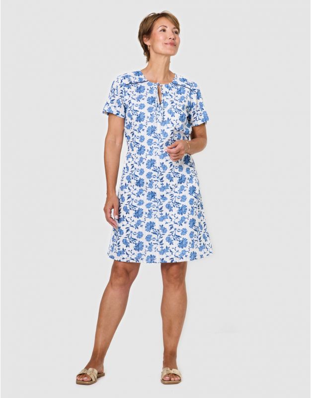 Robe motif coton bleu
