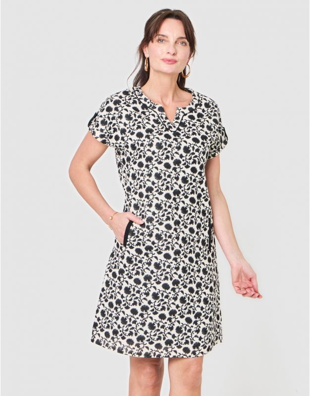 Robe motif coton beige