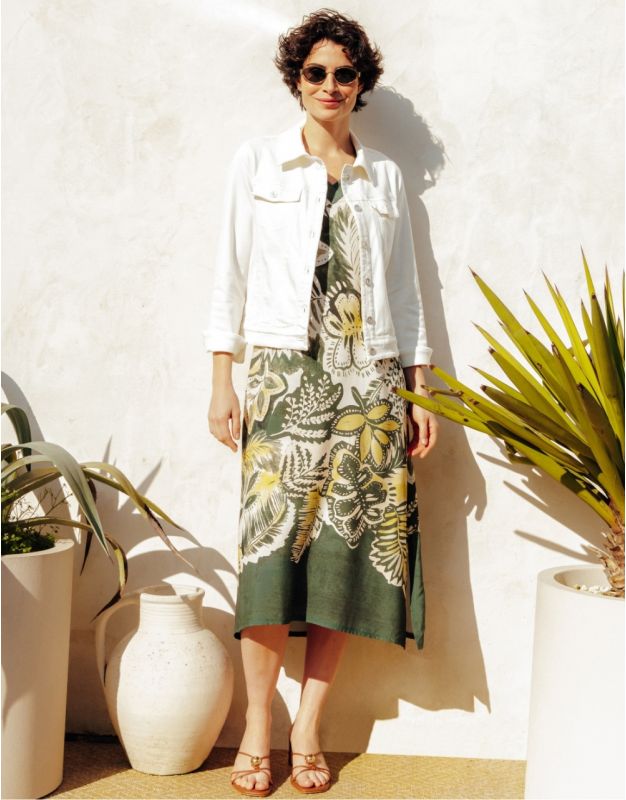 Robe longue imprimé vert