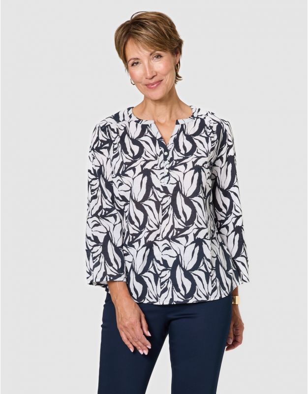 Blouse coton motif marine