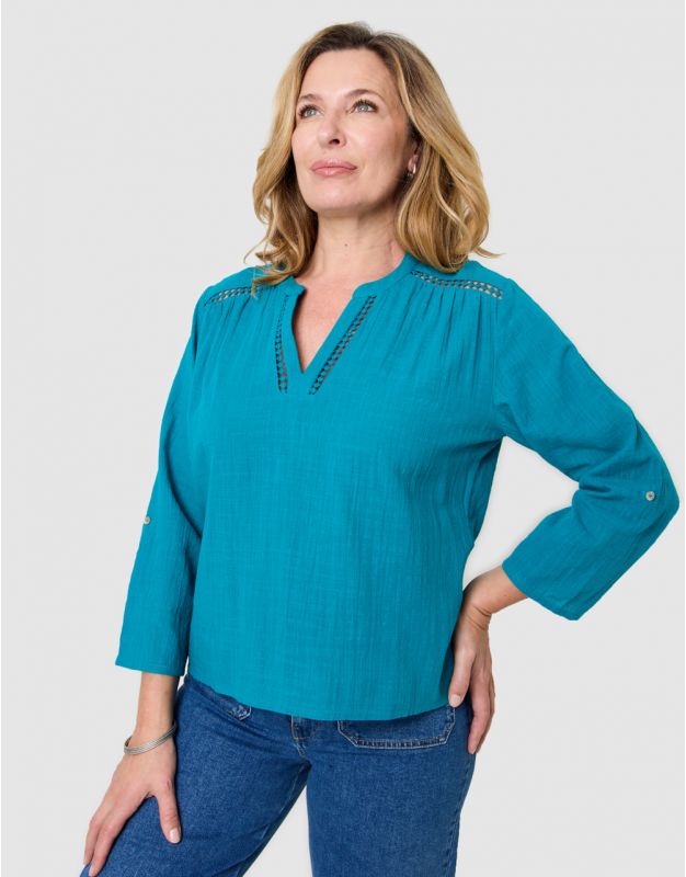 Blouse légère coton bleu