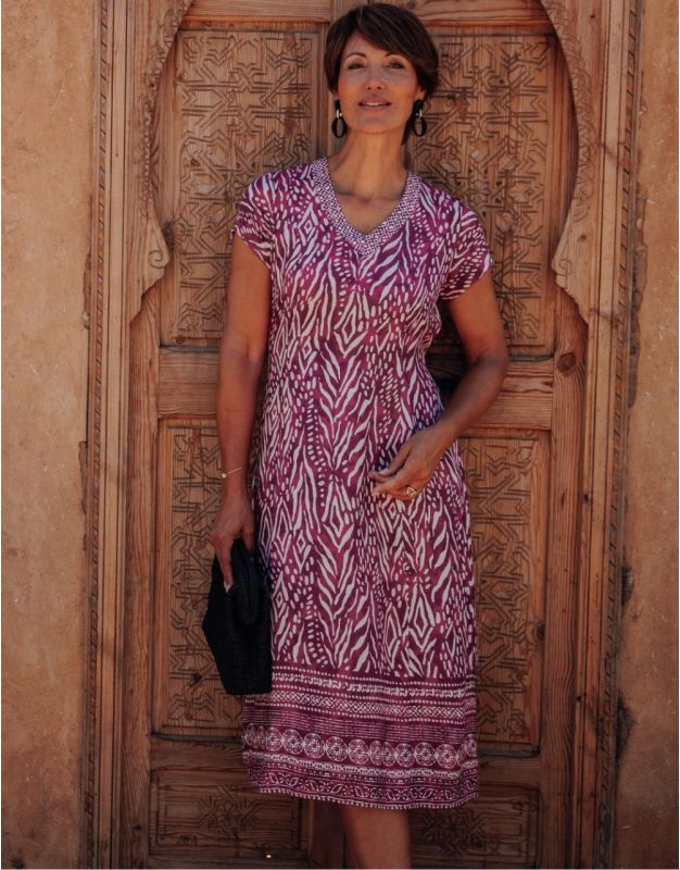 Robe longue motif violet