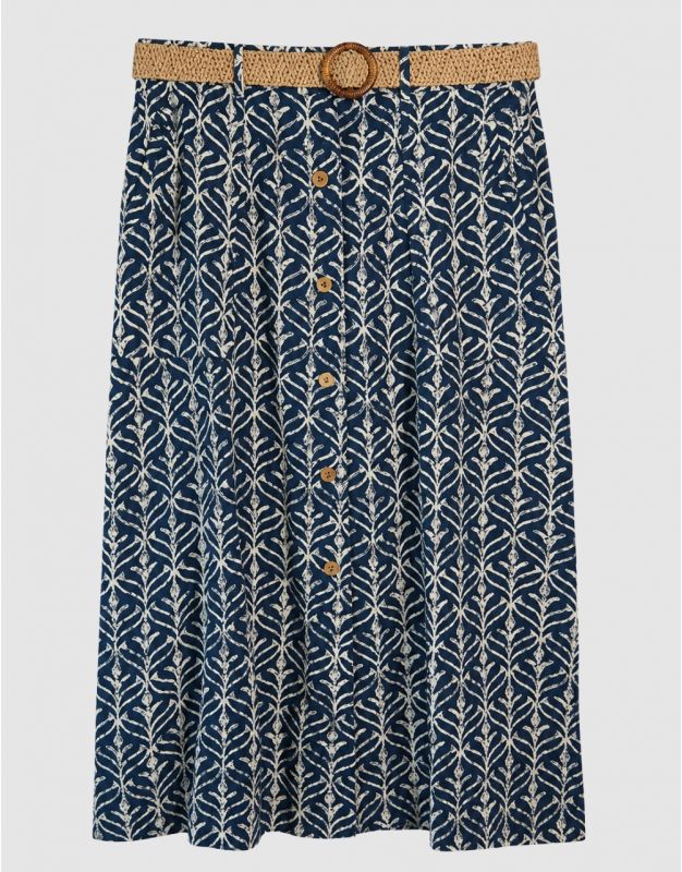 Jupe longue motif bleu