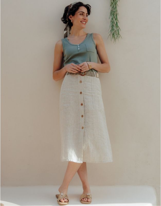Jupe longue lin beige