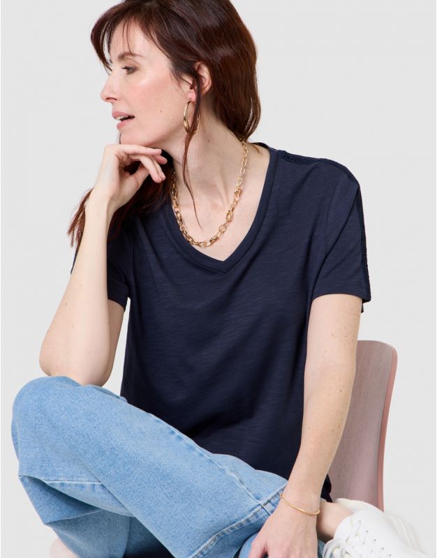 T-shirt coton bleu marine