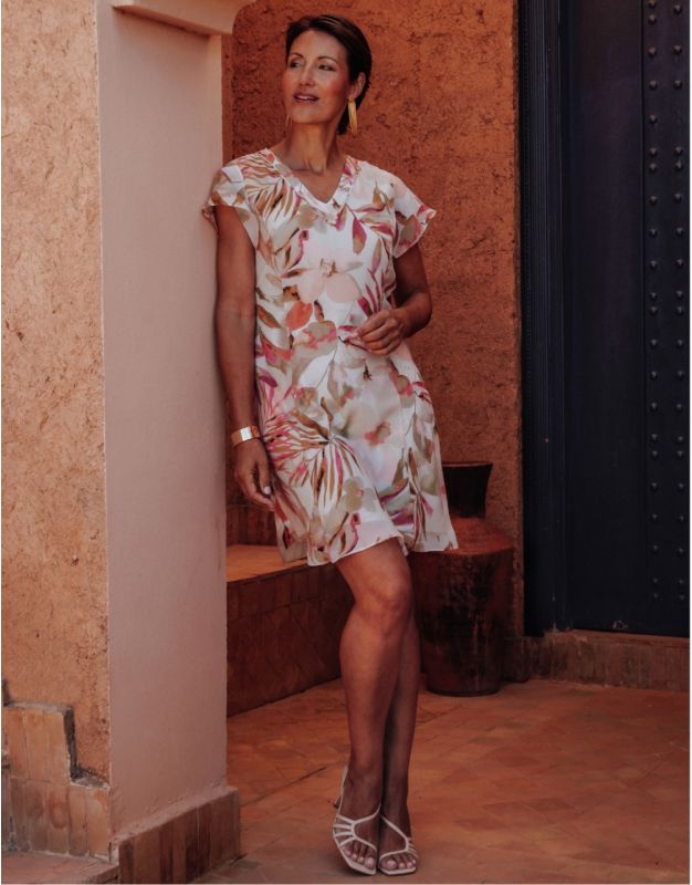 Blouse imprimé beige rose