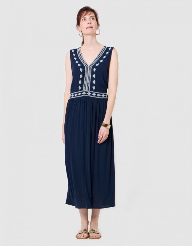 Robe longue marine