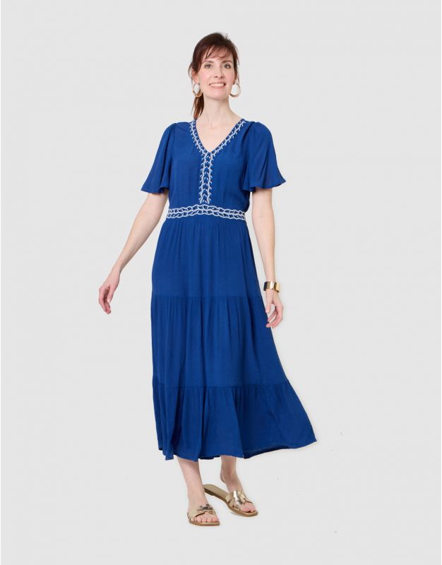 Robe longue crépon vert