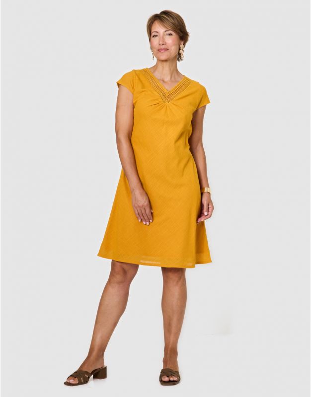 Robe gaze coton ocre