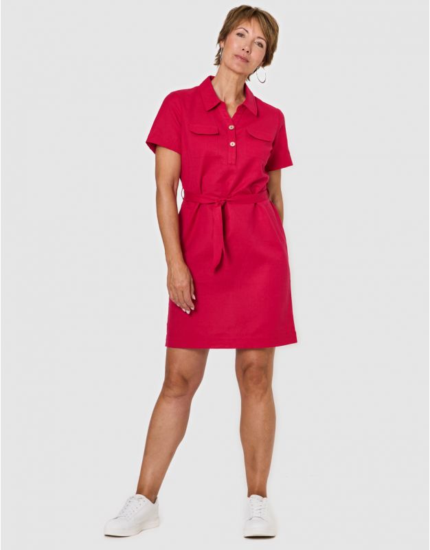 Robe lin coton rose