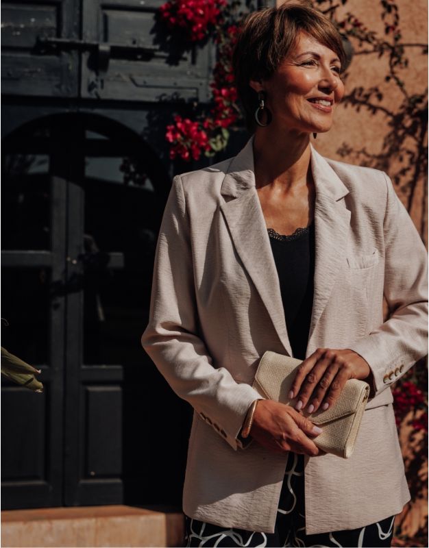 Blazer long crêpe beige