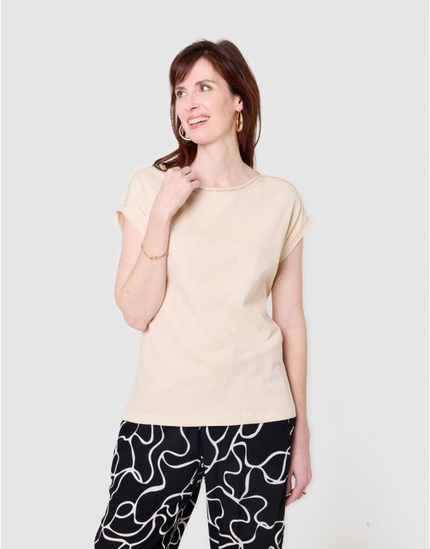 T-shirt coton lin beige