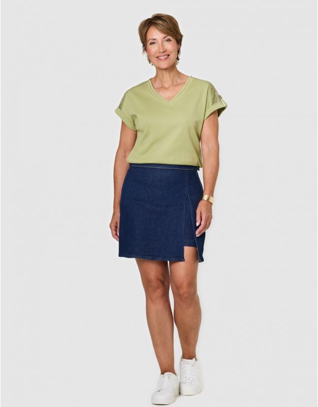 Jupe short coton jean
