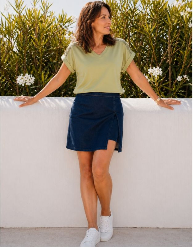 Jupe short coton jean