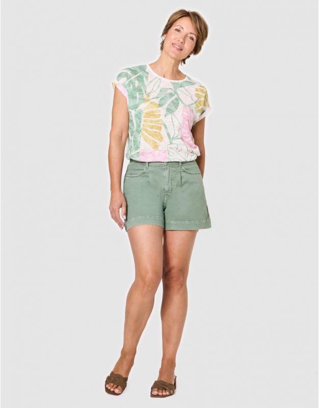 Short jean coton kaki