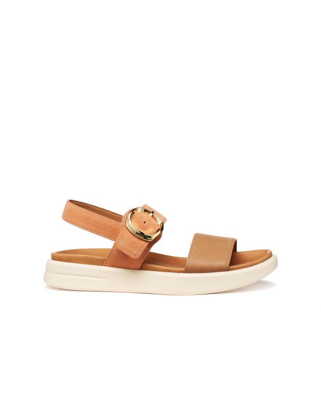 Sandales plates cuir brun