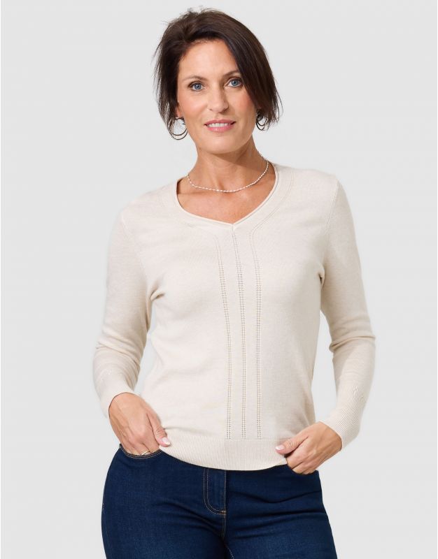 Pull fantaisie beige
