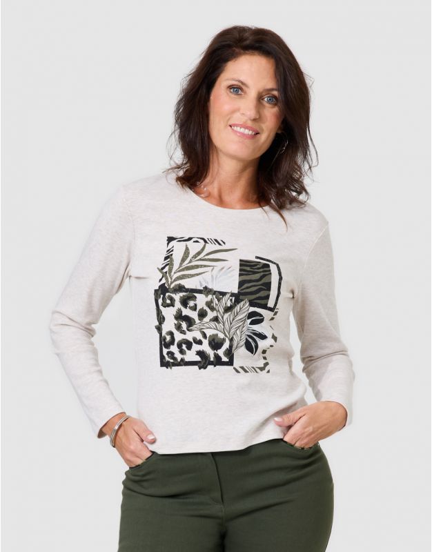 T-shirt imprimé beige
