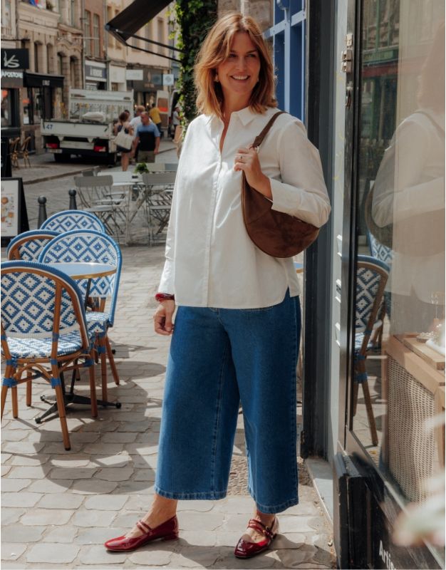 Jean large 7/8 bleu