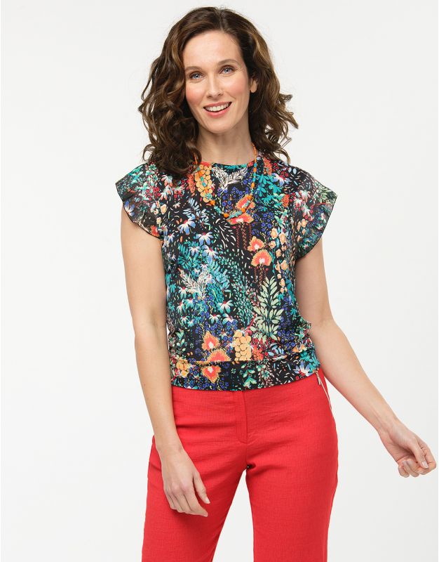 Top Manches Courtes Vintage Christine Laure Taille T.1 (36/38) - Multicolore, Motif Géométrique, Polyamide