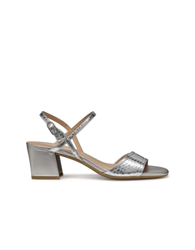 Sandale talon cuir argent