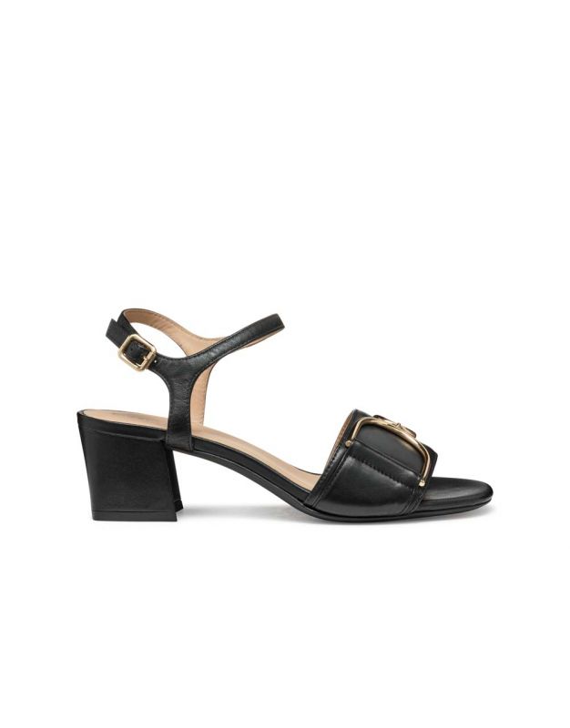 Sandales talon cuir noir