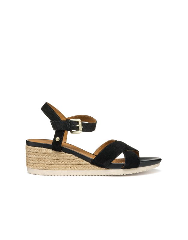 Sandales talon cuir noir